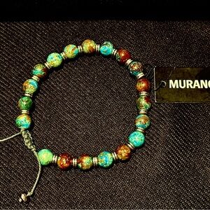 Murano Turquoise and Brown Beaded Bracelet